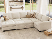 Modular Sectional Sleeper Sofa with Pull Out Bed U Shaped Sectional Sofa Couch