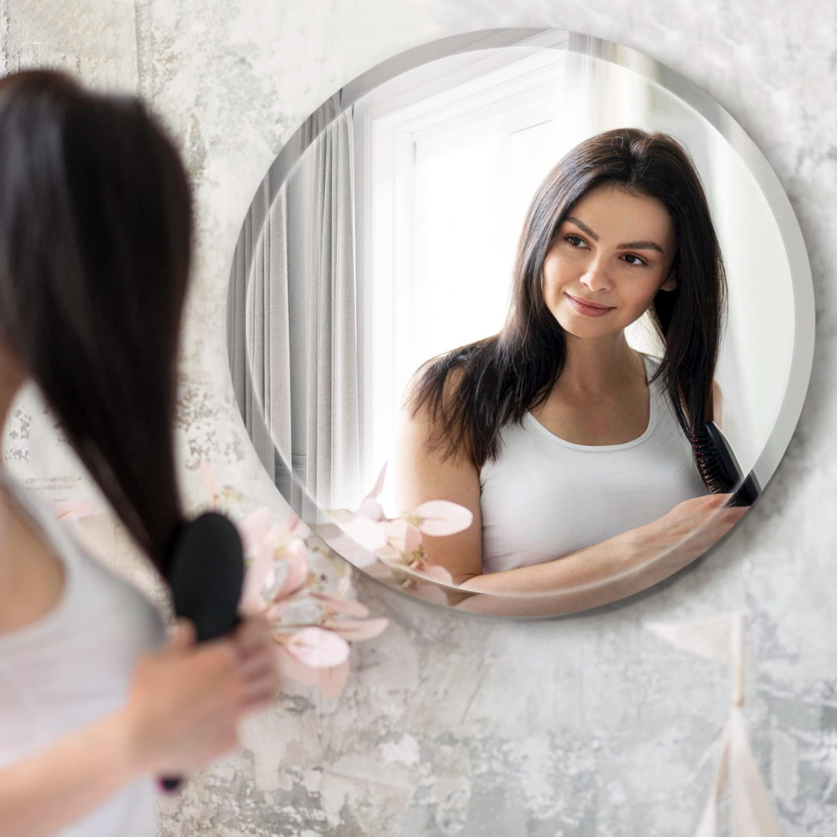 Mirror, Circle Wall Mirror with Beveled Polished Edge