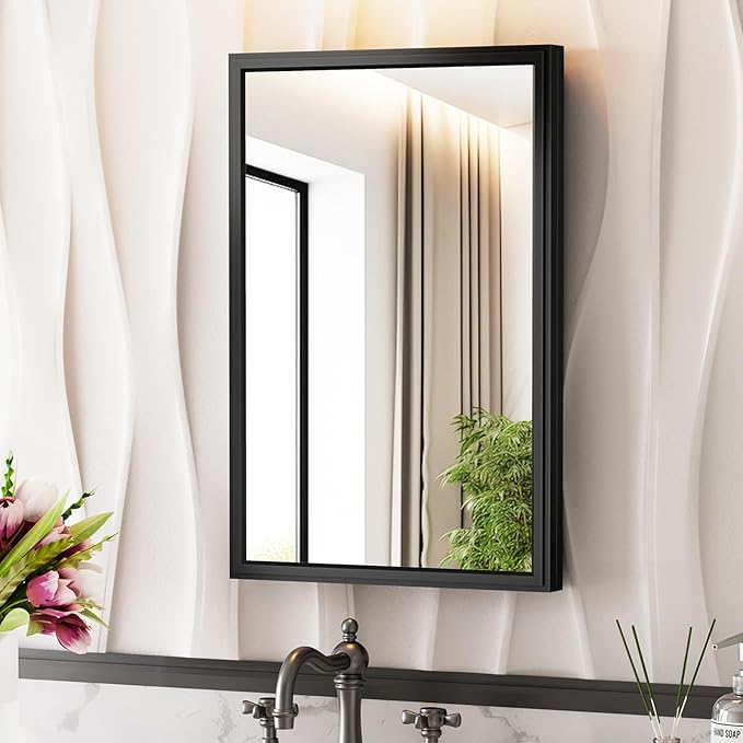 24x30 Inch Medicine Cabinet Mirror Black Bathroom Medicine Cabinet