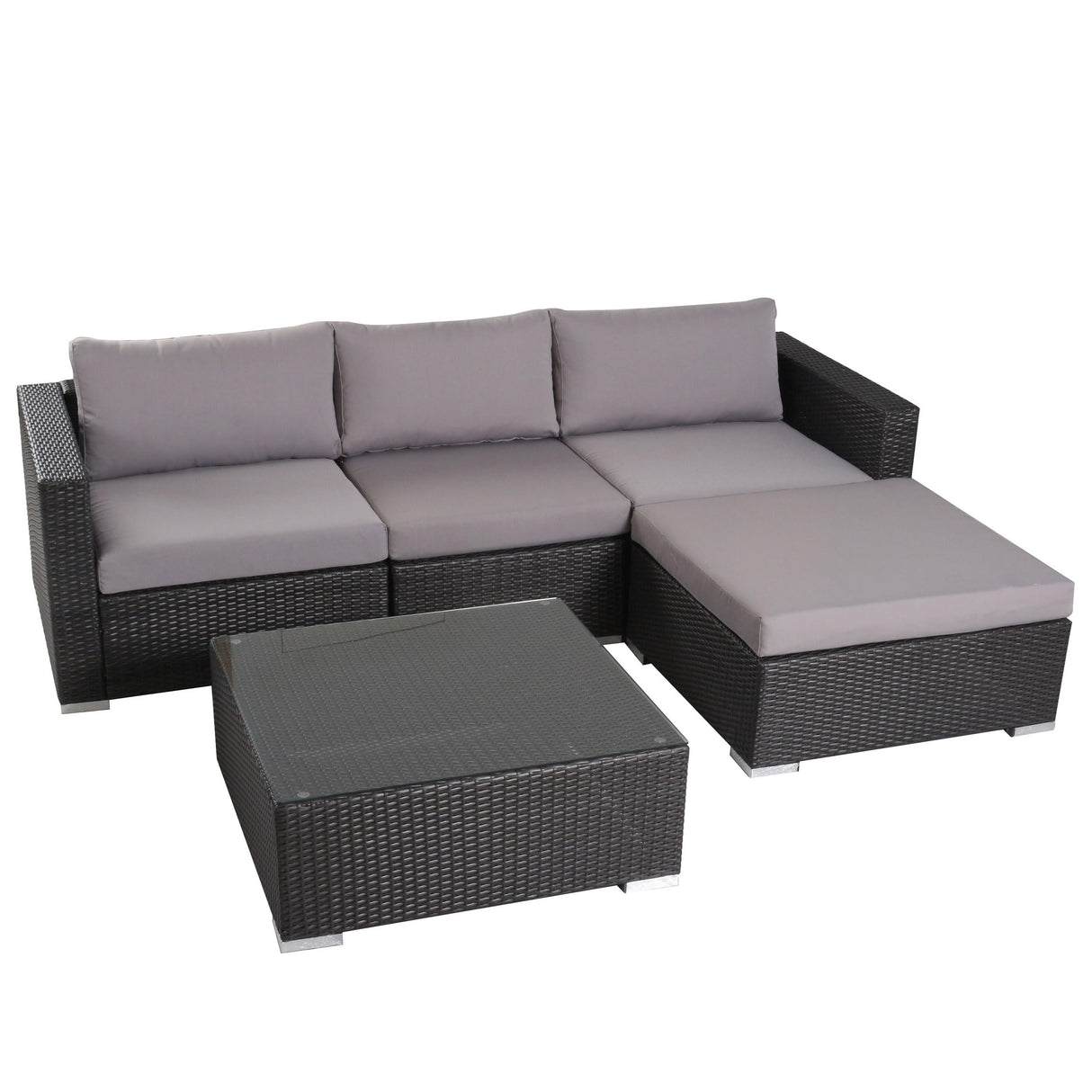 Santa Rosa Outdoor Wicker 4 Seater Sectional Conversation Set