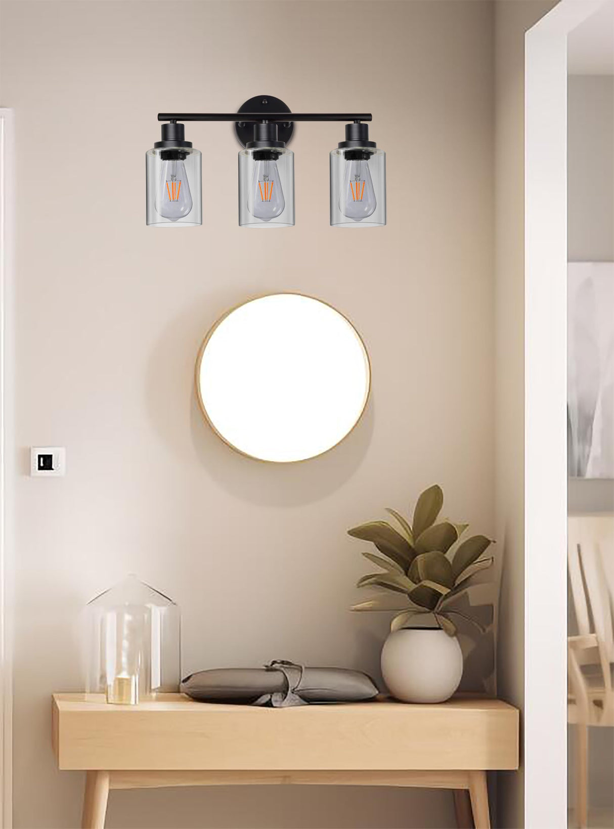 3 Light Bathroom Light Fixtures(Bulbs Included.),Black Vanity Lights