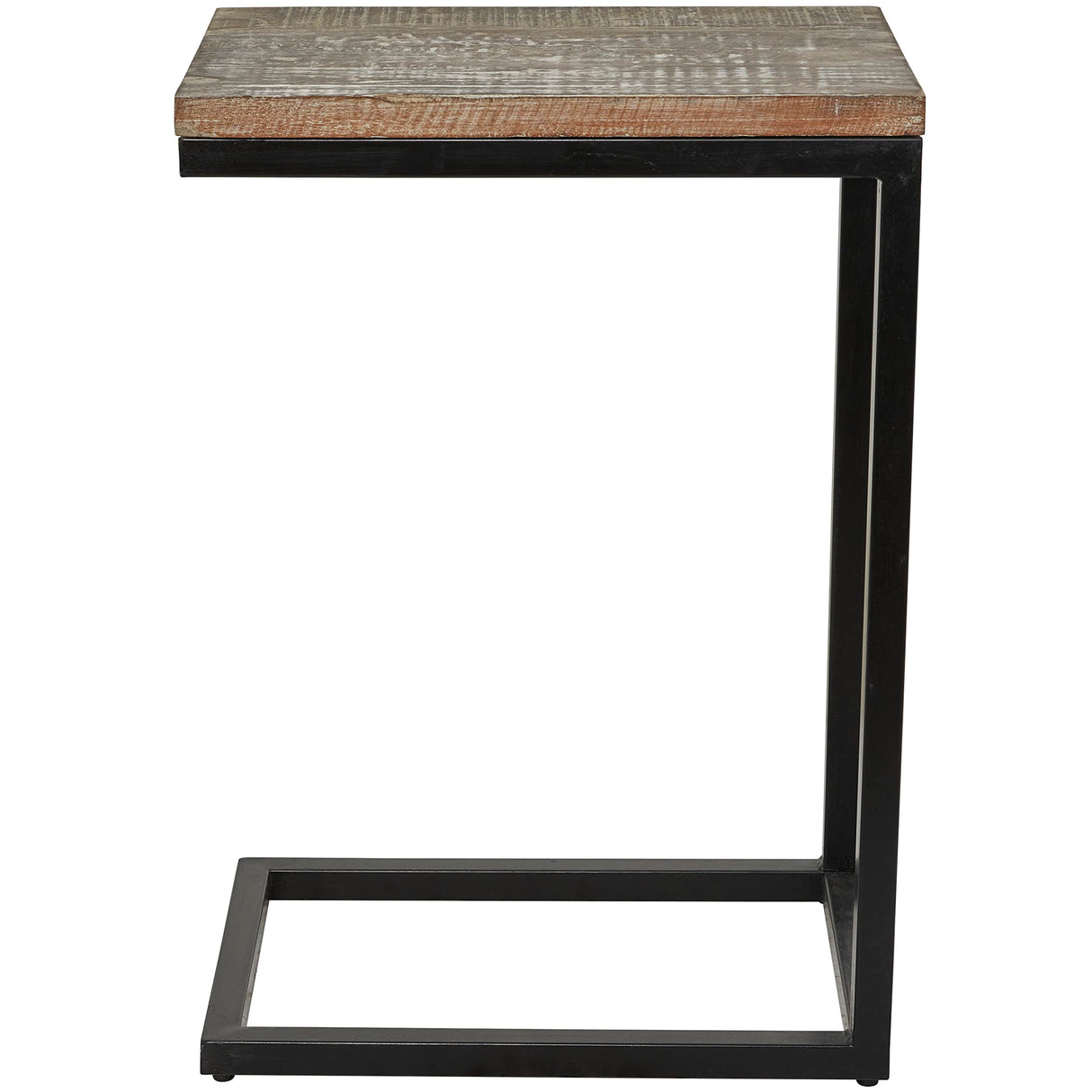 Wood Rectangle Accent Table with Black Metal Base, 13" x 18" x 26", Brown