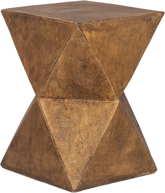 Light-Weight Concrete Accent End Table, Modern Hourglass Outdoor Side T