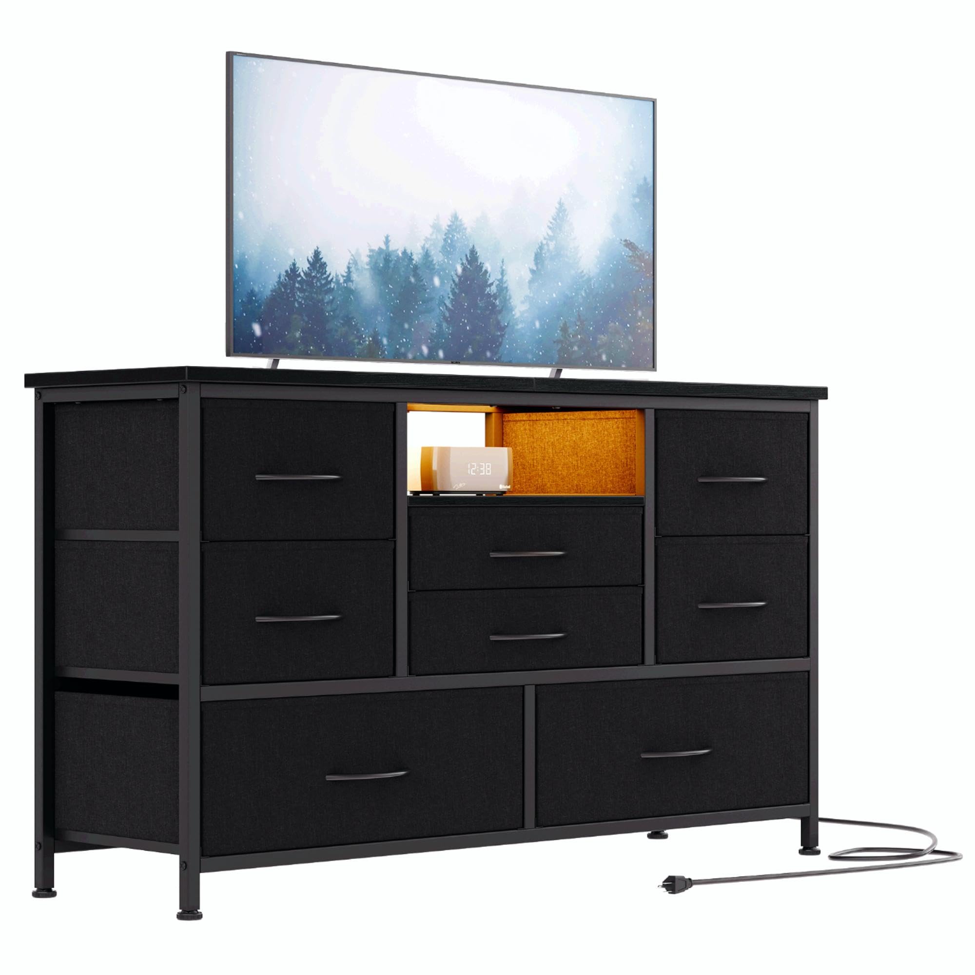 8 Dresser TV Stand with Power Outlet & LED