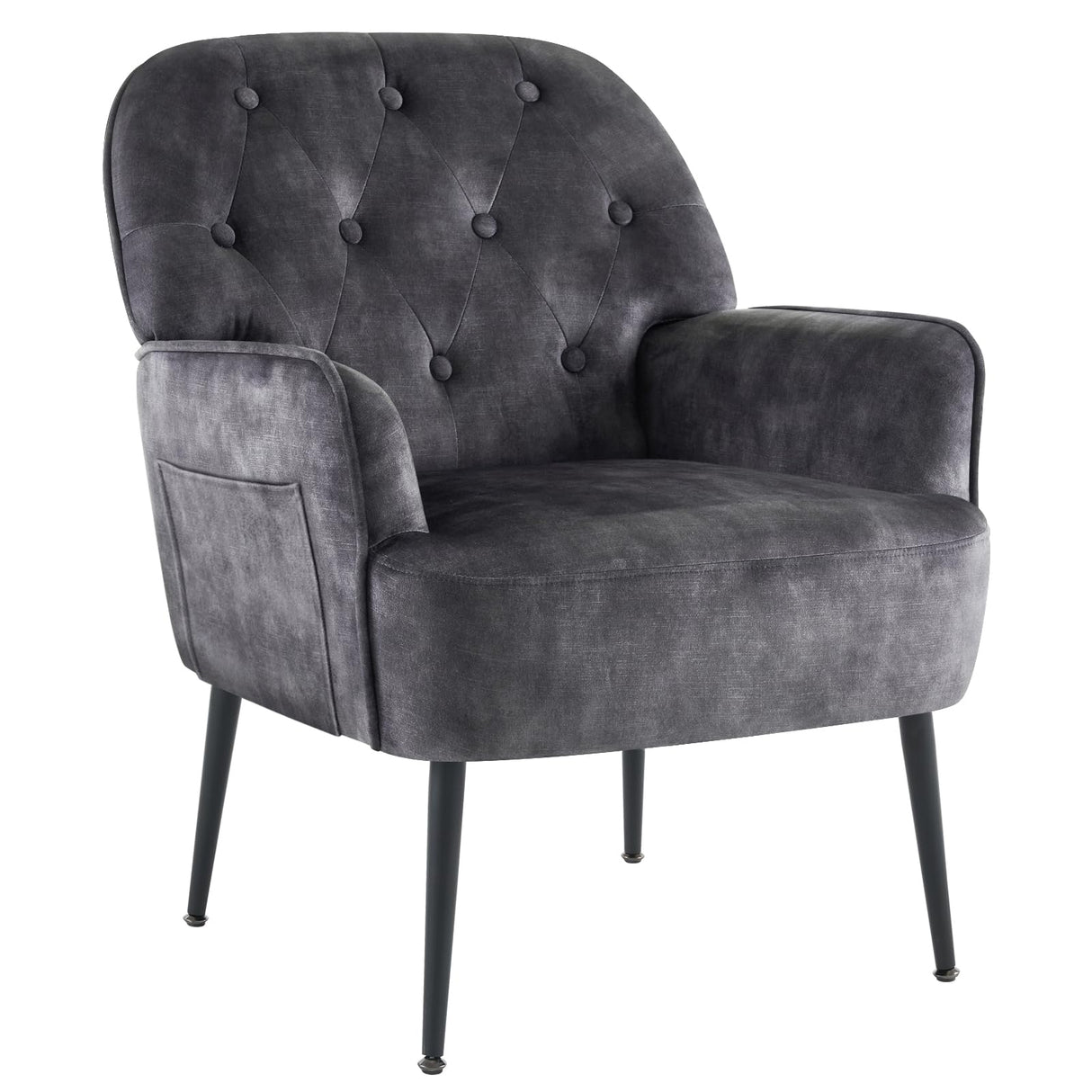 Accent Chair for Living Room, Button Velent Armchair, Single Sofa Chair with Arms
