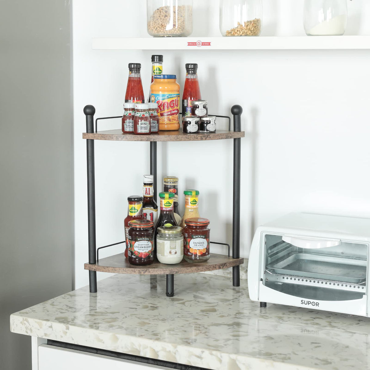 Compact 3-Tier Corner Shelf - Space Saving Wooden Rack