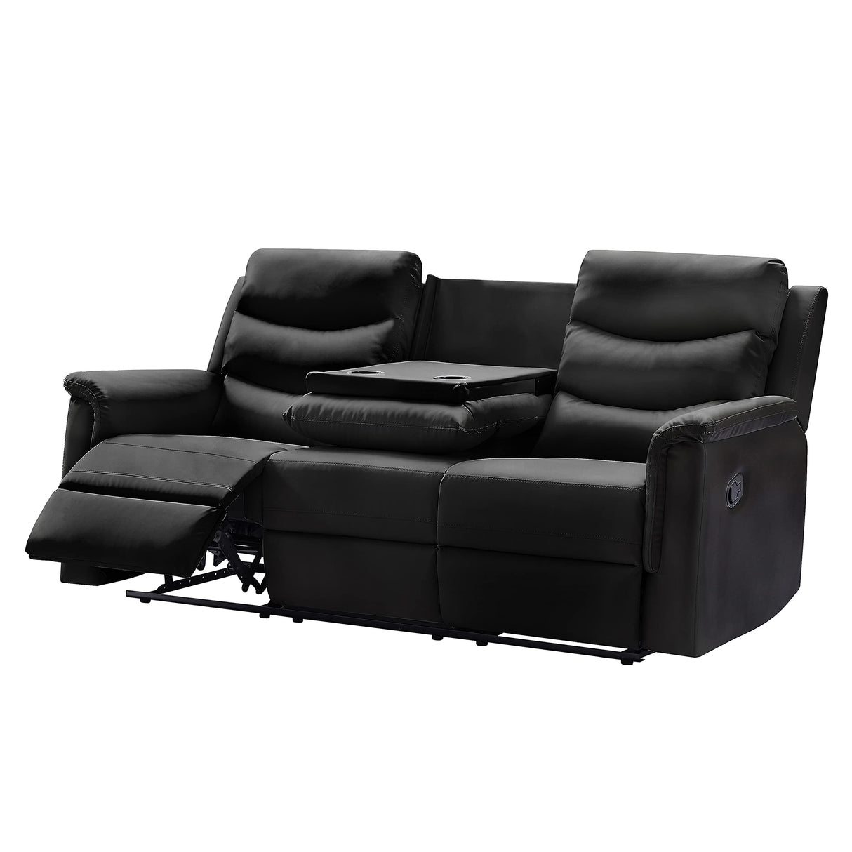 2 Pieces Faux Leather Manual Motion Reclining Sofa Set include 3 Seater Couch