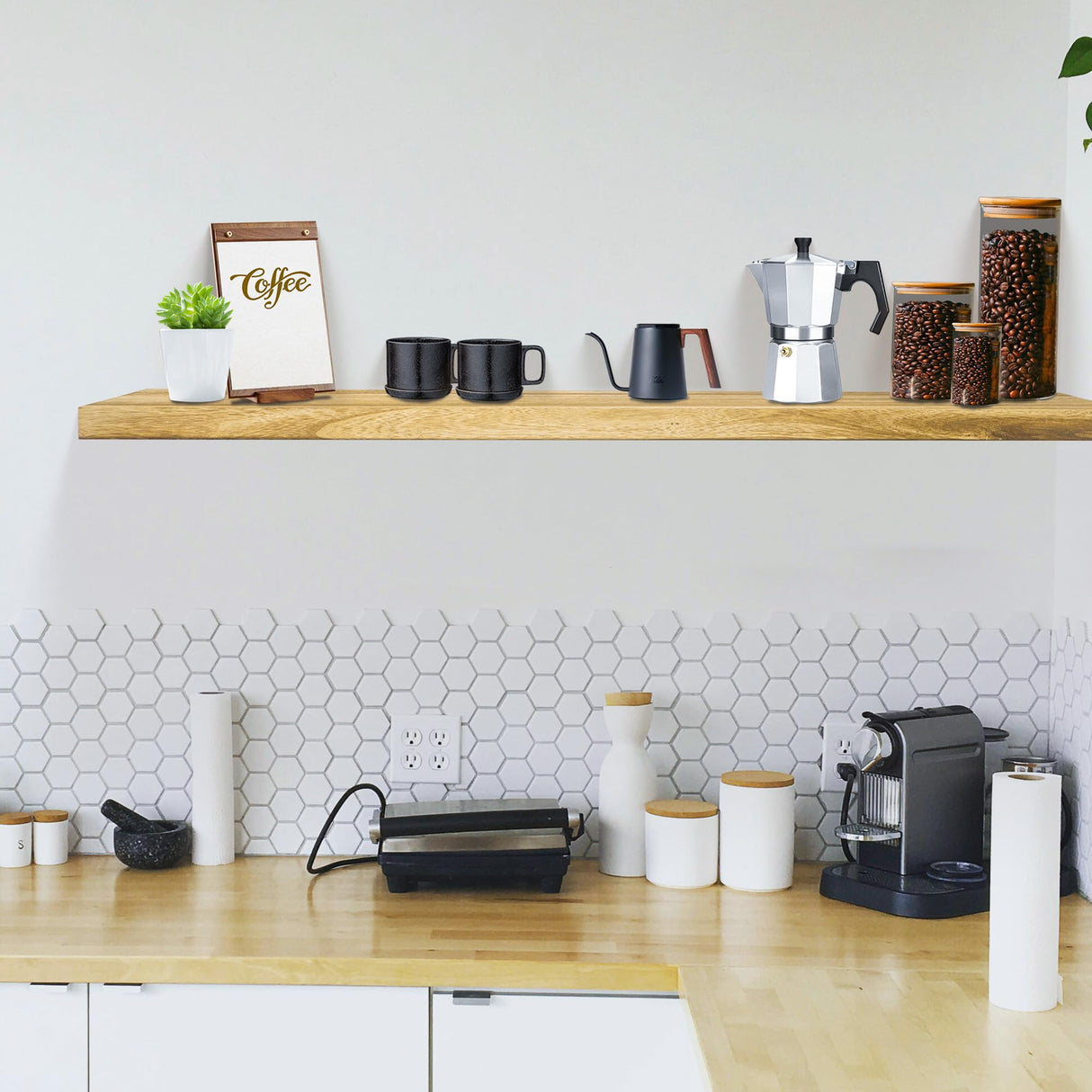 Shelves for Wall, Wood Wall Shelf for Bedroom/Bathroom/Living Room/Kitchen/Home Office Decor