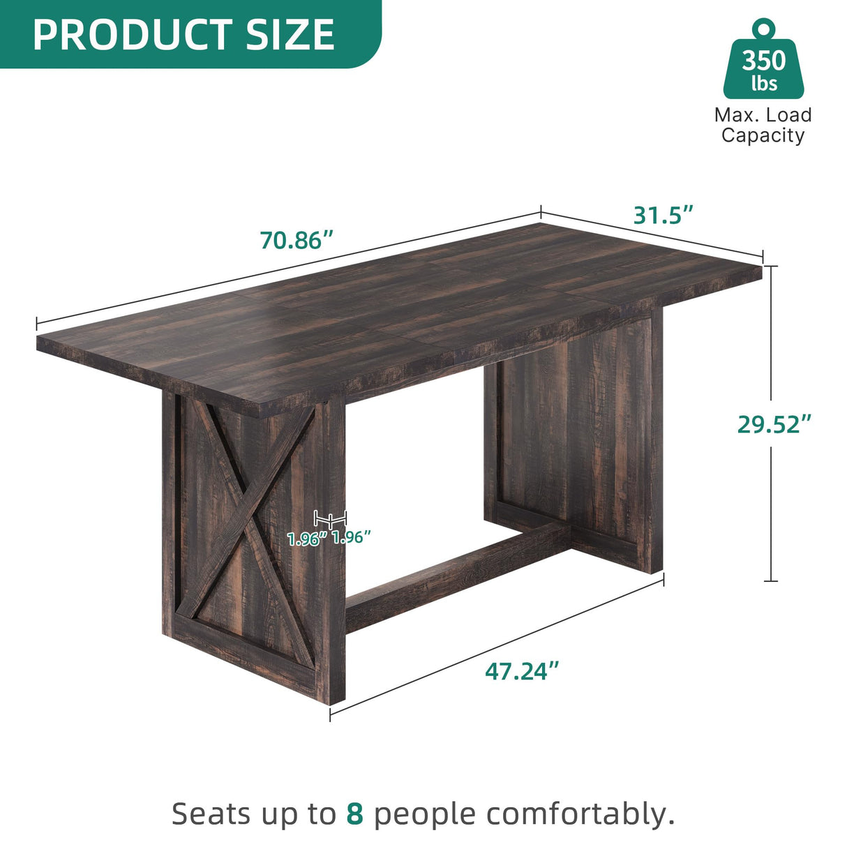 Executive Desk 6FT Home Office Desk 70.8’’ Large Conference Table with Heavy Duty