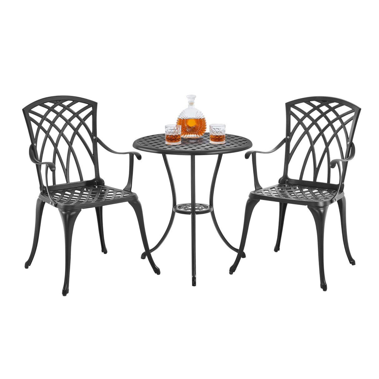 Patio Bistro Set 3-Piece Outdoor Cast Aluminum Table and Chairs Set