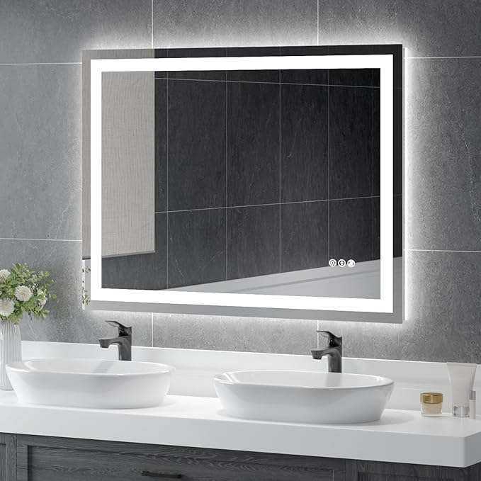 72x36 Inch Modern LED Bathroom Mirror - Smart Backlit Vanity Mirror with Anti-Fog, Dimmable Lights, Wall Mounted, 1/5 Inch Tempered Glass