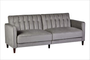 Anastasia Mid Century Modern Velvet Tufted Convertible Sleeper Sofa, 81", Grey