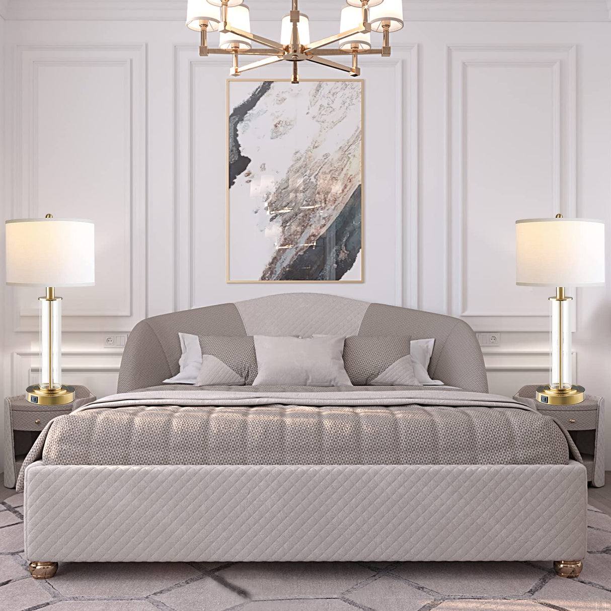 Lamps for Living Room,Touch Control Gold Lamps for Bedrooms Set of 2