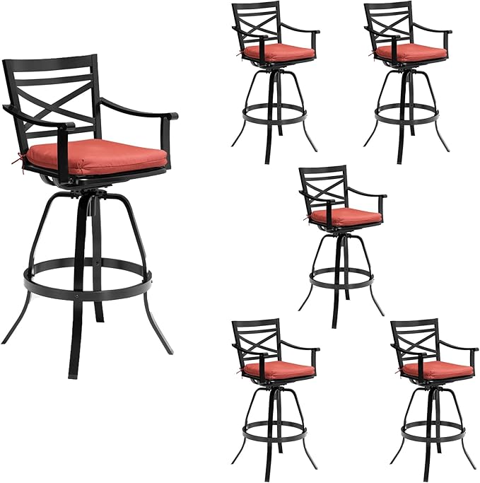 Sunbrella Outdoor Bar Stools Set of 4-30" H Aluminum Swivel Patio Bar Height Bar Stools