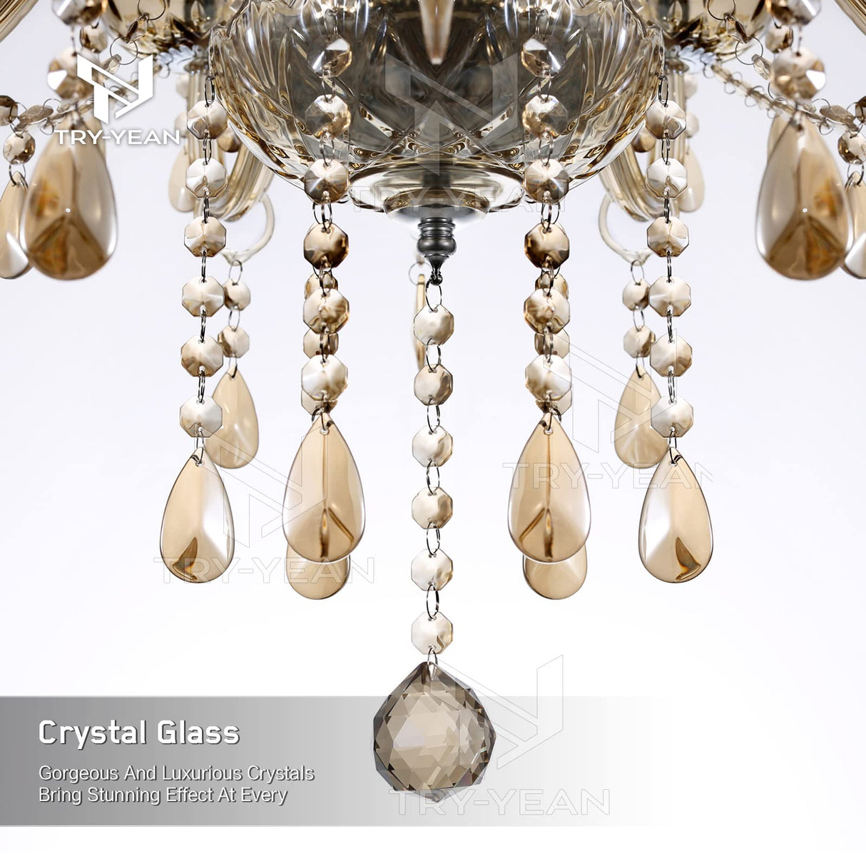 Adjustable 6 Lights Chandelier Cognac K5 Crystal Chandelier Hanging Ceiling