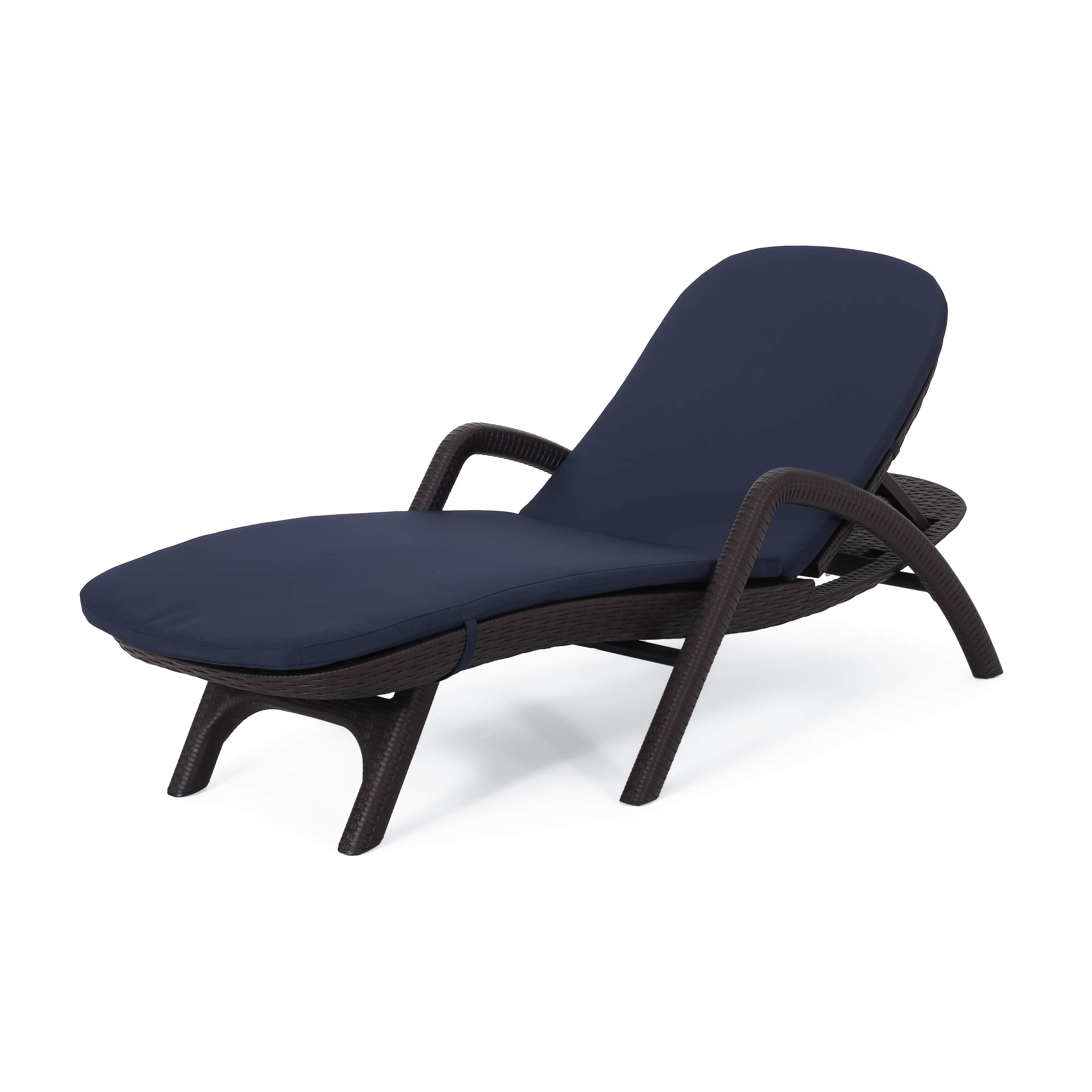 Home Chaise Lounge Set, Dark Brown + Navy Blue