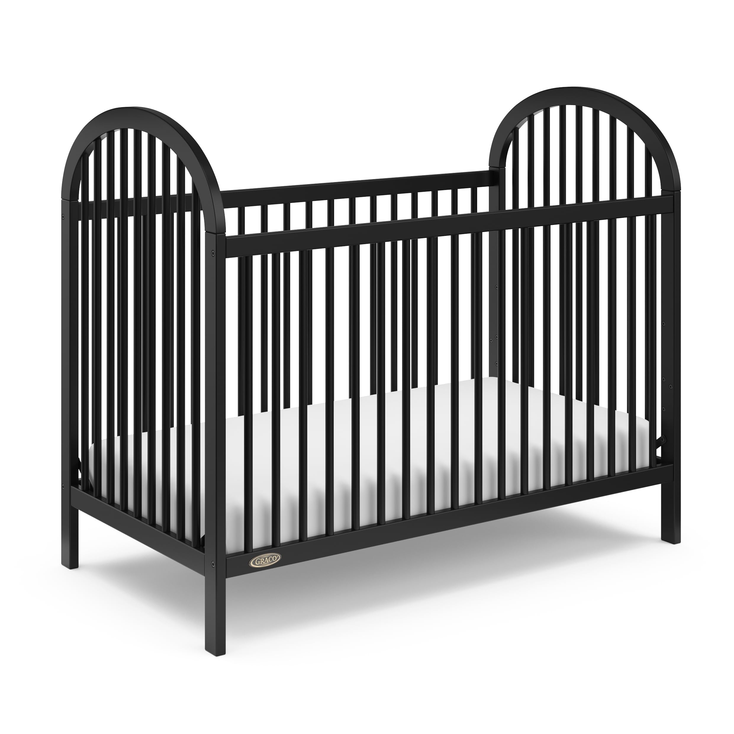 3-in-1 Convertible Crib (Black) – GREENGUARD Gold Certified, Converts to Daybed and Toddler Bed, Fits Standard Full-Size Crib Mattress, Adjustable Mattress Height, Easy-to-Match Style