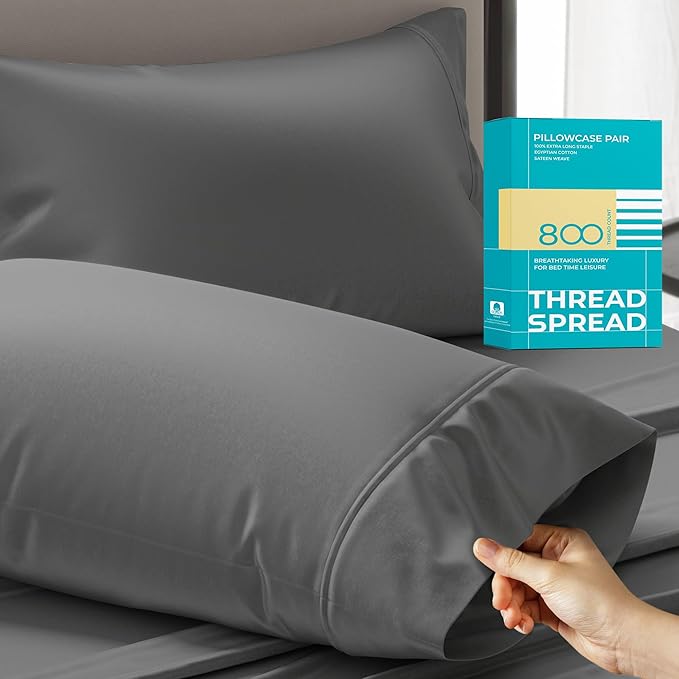 800 Thread Count White King Pillow Cases Set