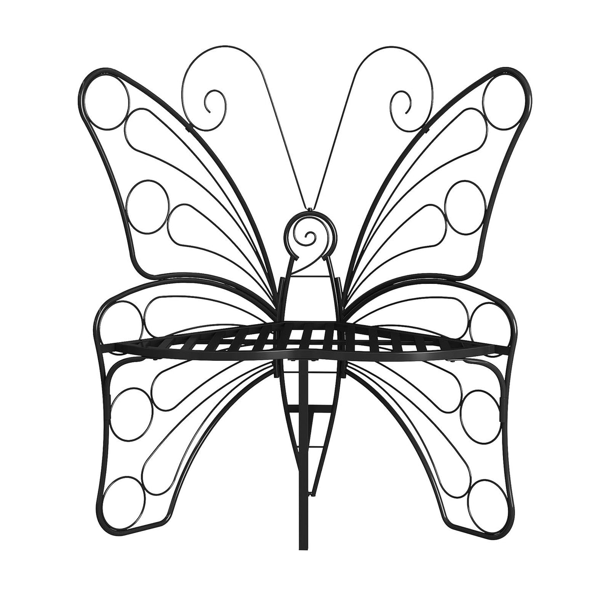 Butterfly Shaped Outdoor Bench, Black Garden Bench for Outdoor