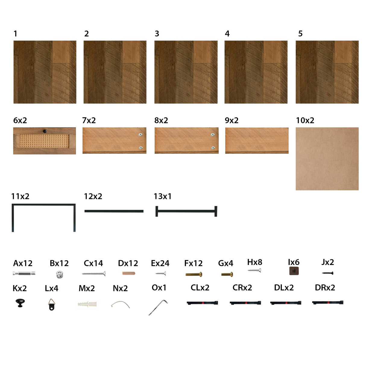 Series Wood and Rattan End Table/Nightstand