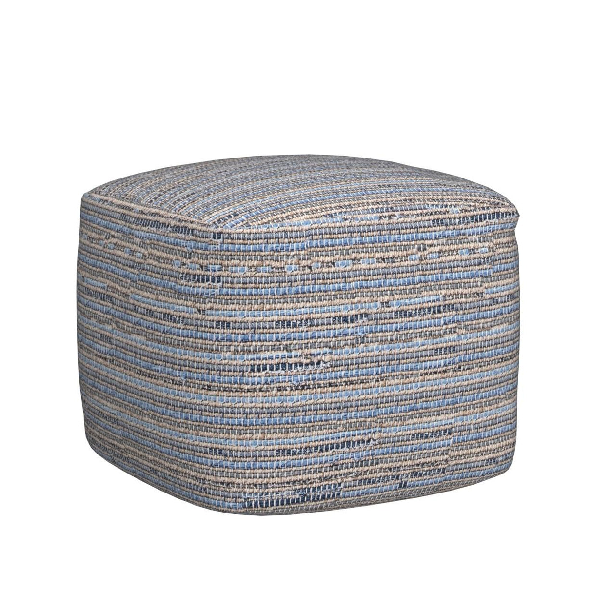 Knitted Casual Denim and Jute Ottoman Pouf
