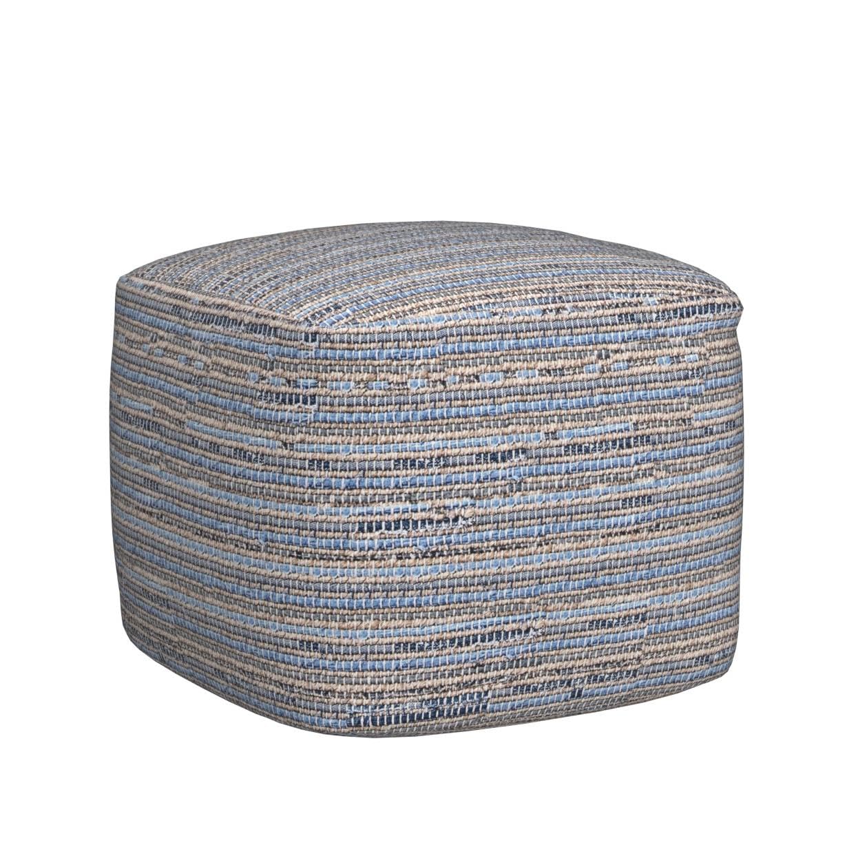 Knitted Casual Denim and Jute Ottoman Pouf