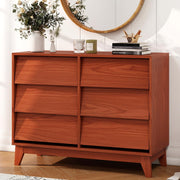 Mid Century Modern Dresser, Wooden 6 Drawers Chest of Drawer for Bedroom