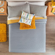 Queen Comforter, Novo Mustard Queen Size Bedding, Reversible Cozy Blankets in Golden