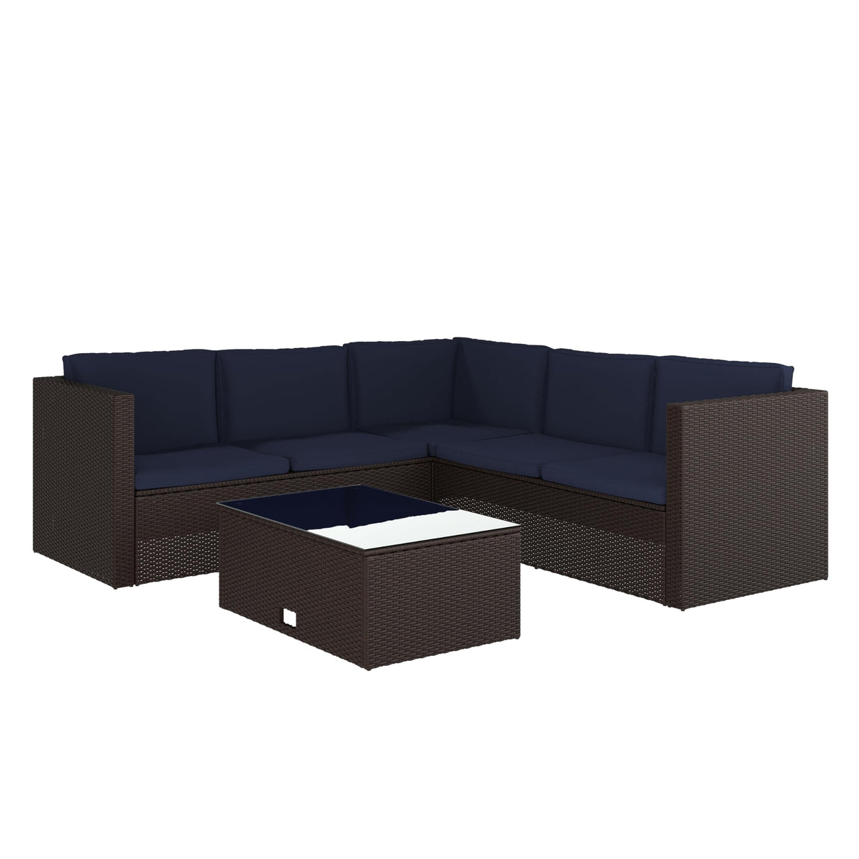 Ginger All Weather PE Rattan Sectional Sofa with Coffee Table and Included Cushions