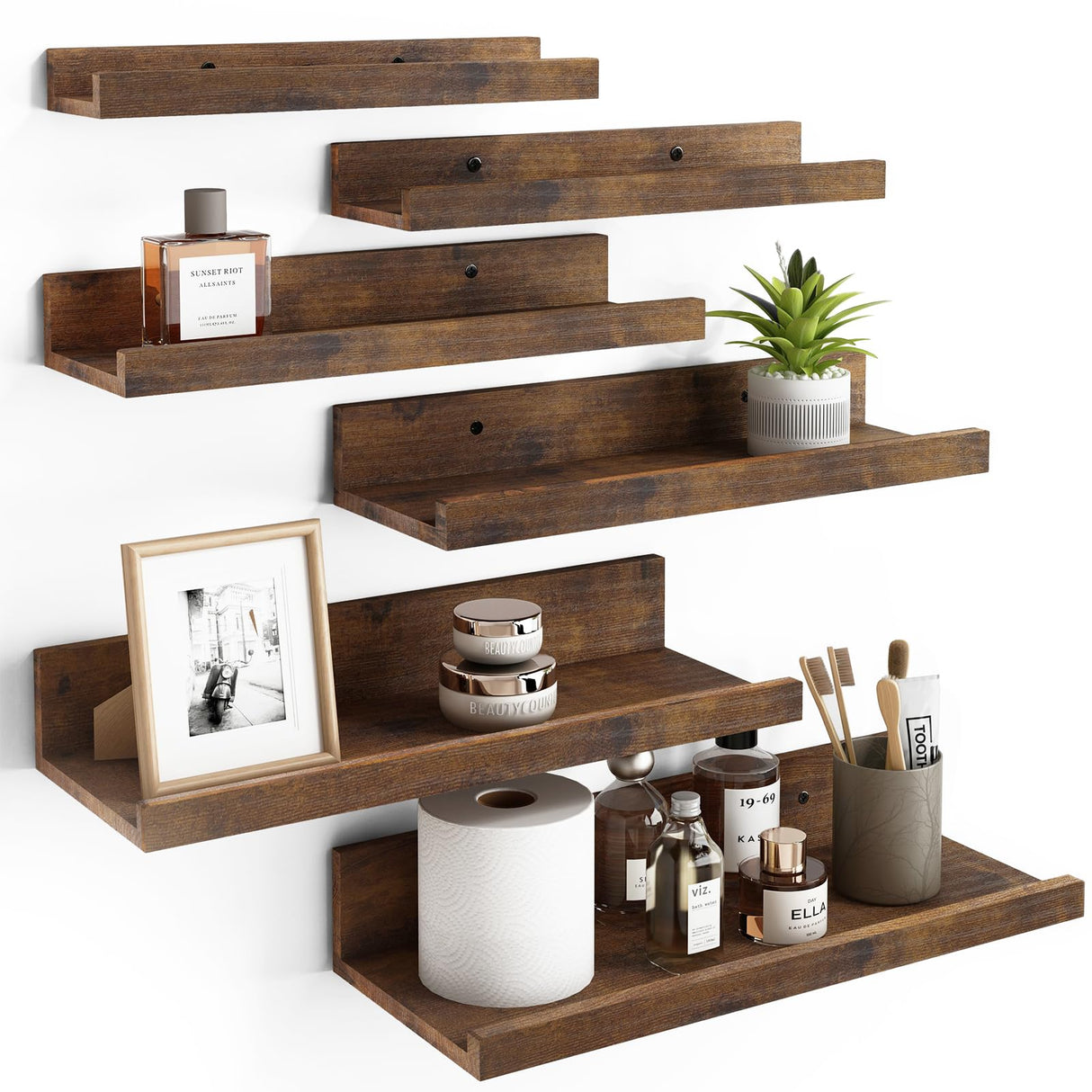 Floating Shelves, 6 Sets of Wall Mounted Shelves for Home Decor