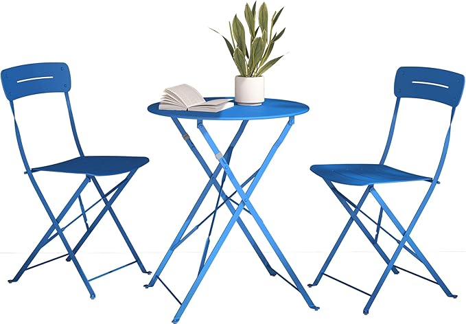 Premium Frame Patio Bistro Set, Colorful Folding Outdoor Patio Furniture Sets