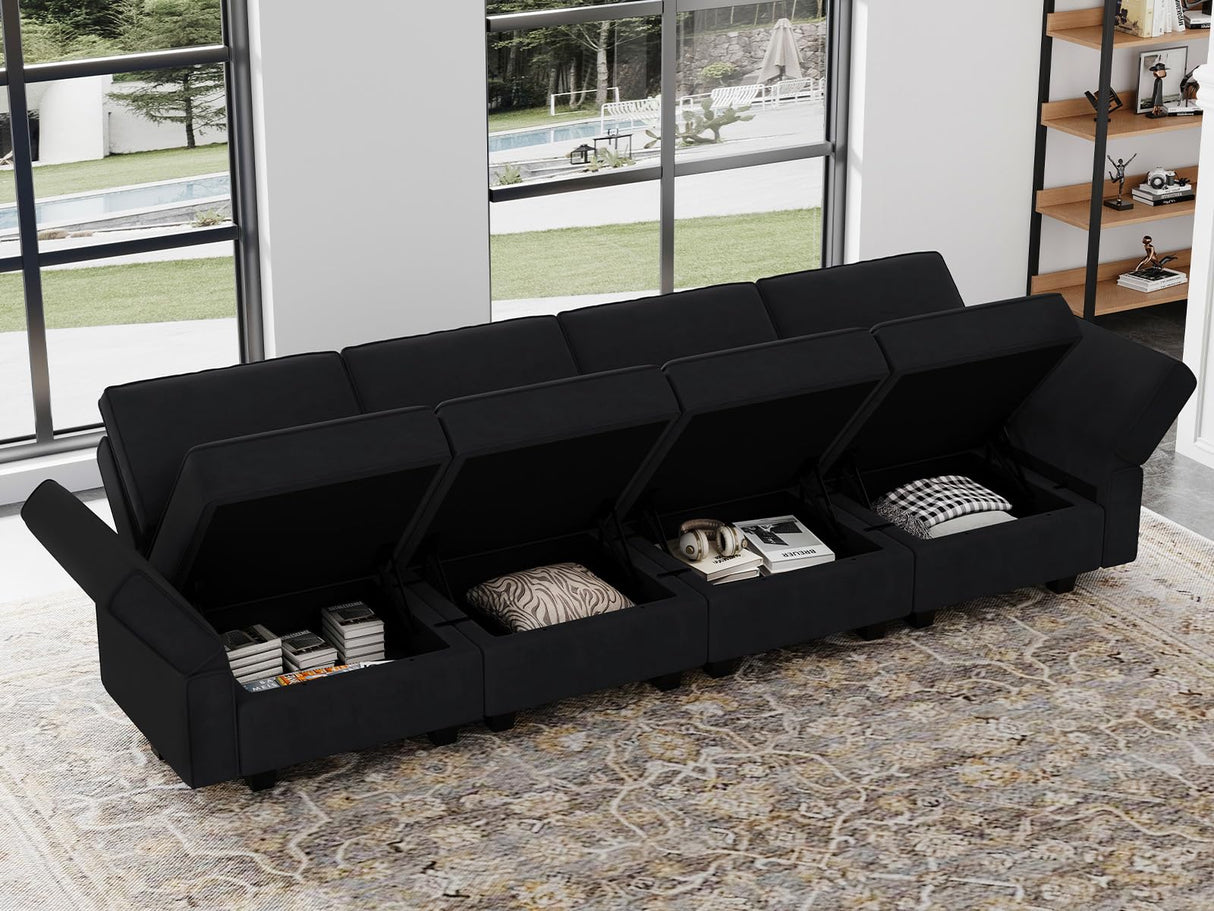 Modular Sofa Couch with Storage Seats Sectional Sofa Velvet Sofa for Living Room