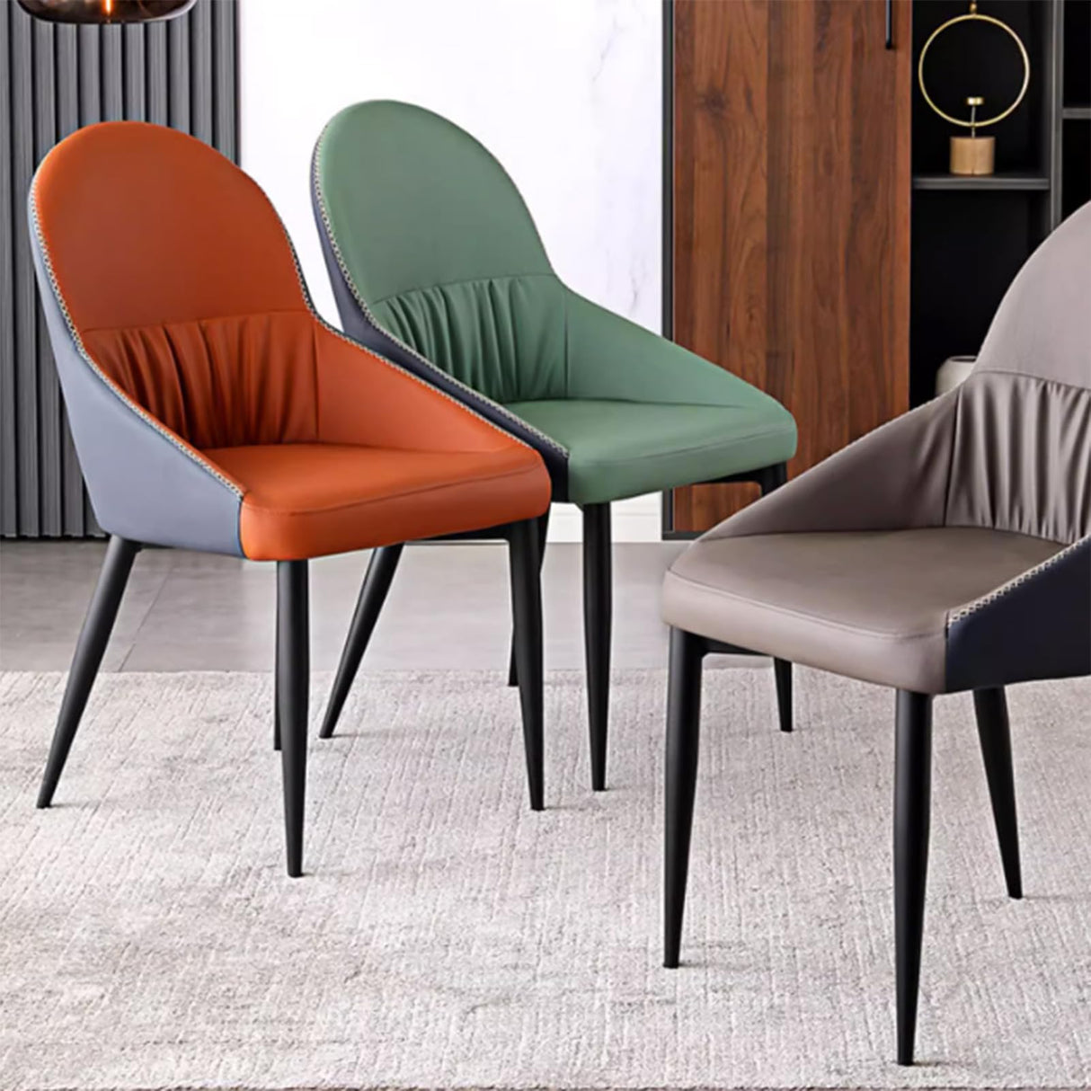 Dining Chair PU Leather Dining Chairs Modern, Wide Seat Kitchen Dining Room Chairs,