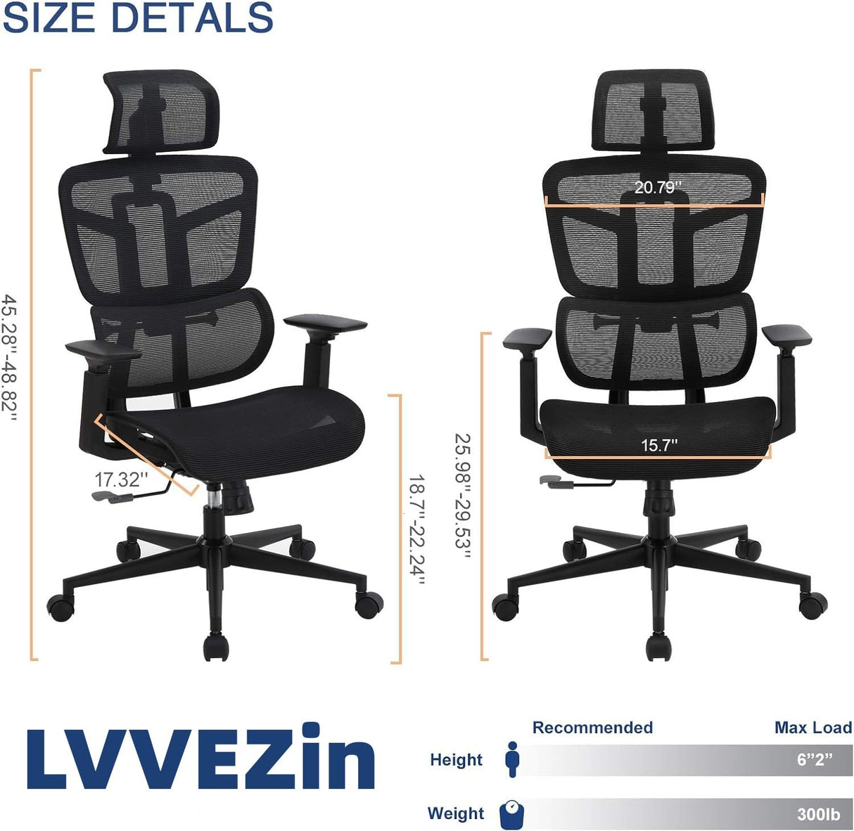 Office Computer Desk Chair, Ergonomic Desk Chair Mesh Computer Chair with Wheels,