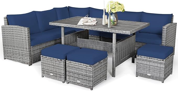 7 PCS Wicker Outdoor Conversation Set, Patio Sectional Furniture Sofa Set