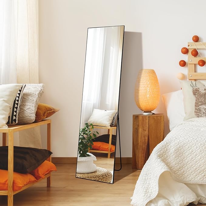 63"x20" Full Length Mirror with Stand, Large Body Mirror Hanging or Leaning Against Wall