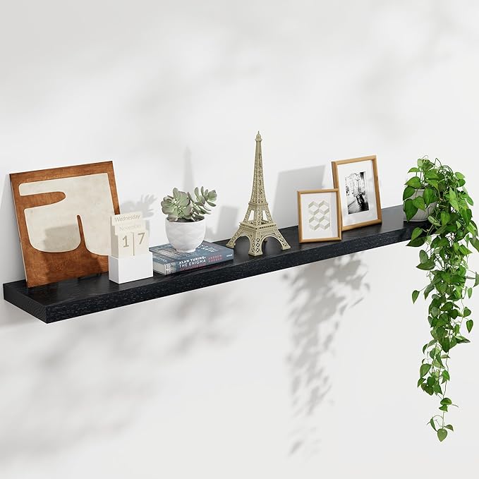 Natural Oak Floating Shelves for Wall, 36" W x 8" D x 1.2" H Wall Mounted Rustic Wooden