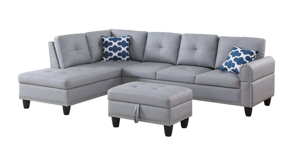 Leather Upholstered Sectional Sofa with Right Chaise