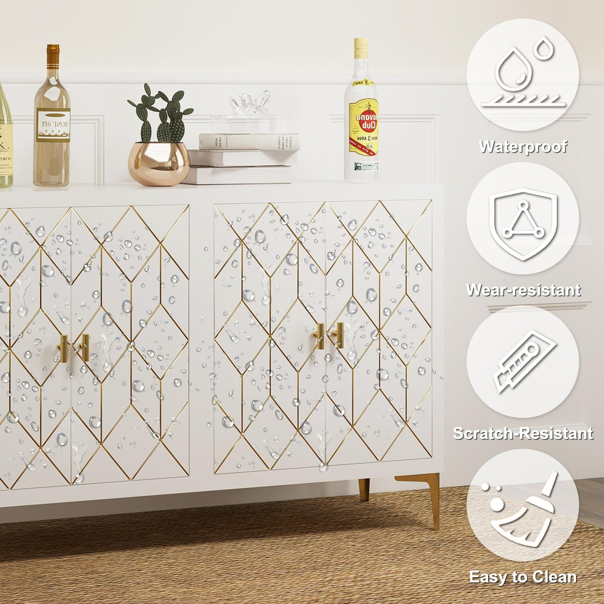 4-Door Buffet Cabinet with Storage - Versatile Sideboard for Kitchen, Dining Room