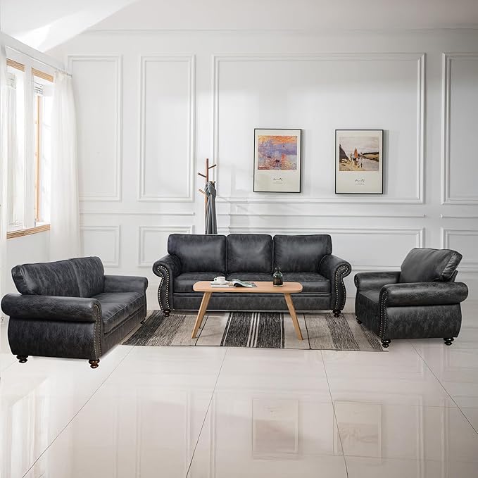 Couchus Mid-Century Vintage Sofa Couches with Rivet Design,loveseat Sofa