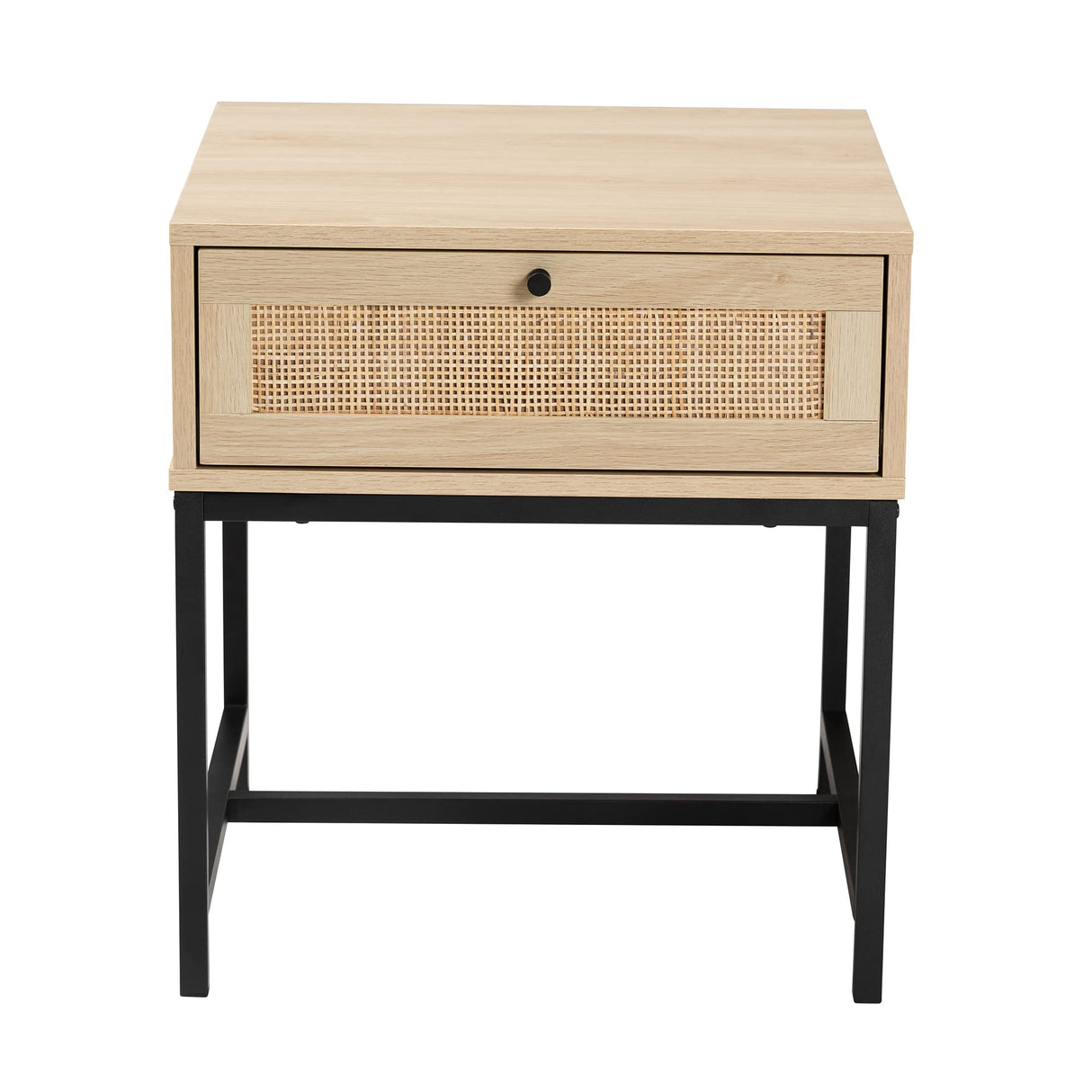 Caterina End Table, 1-Drawer, Natural Brown/Black