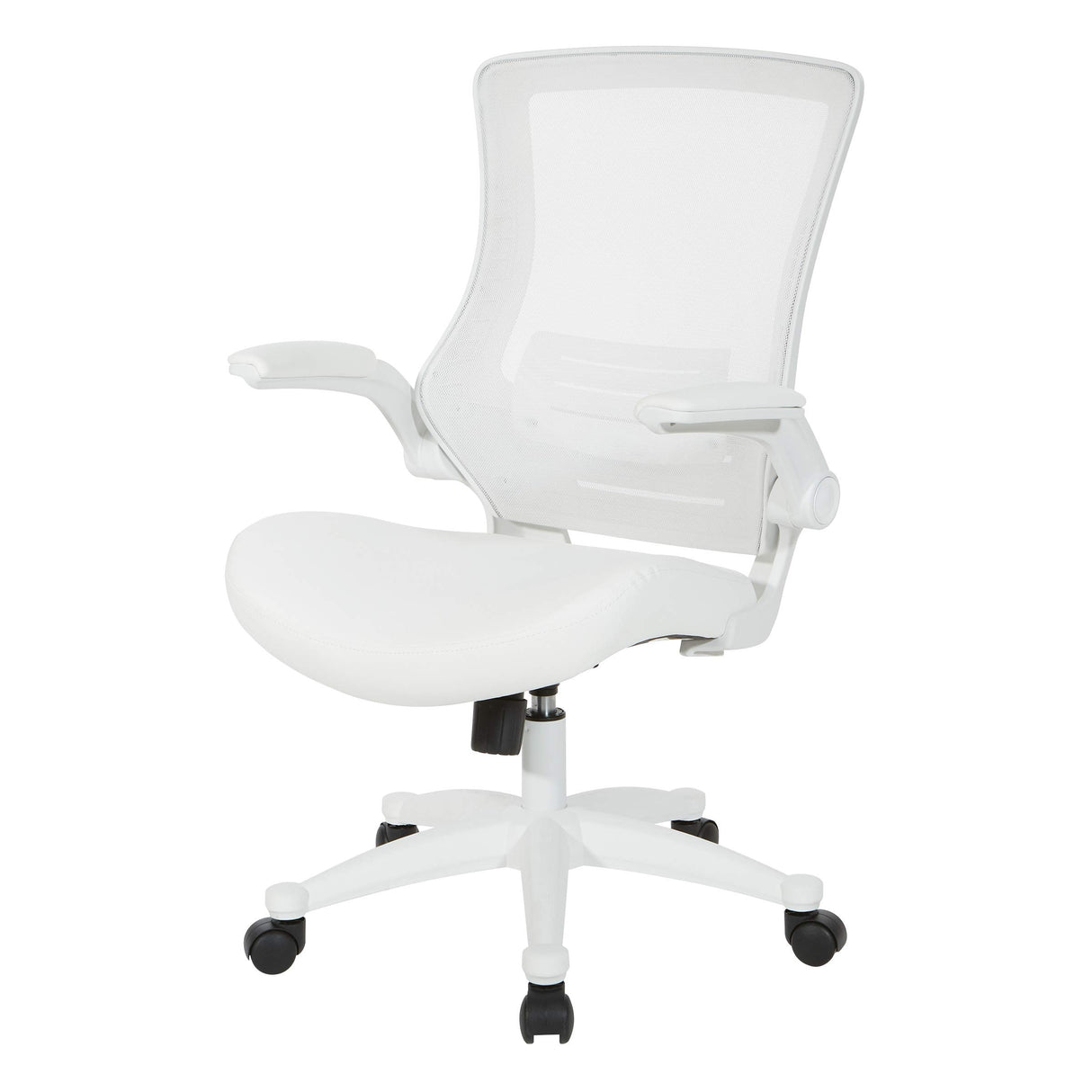 Ventilated White Screen Back Manager's Office Chair with Padded Color Flip Arms