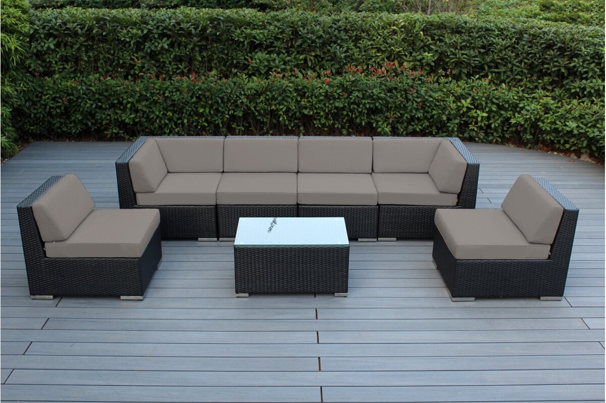 7-Piece Outdoor Patio Furniture Sectional Conversation Set