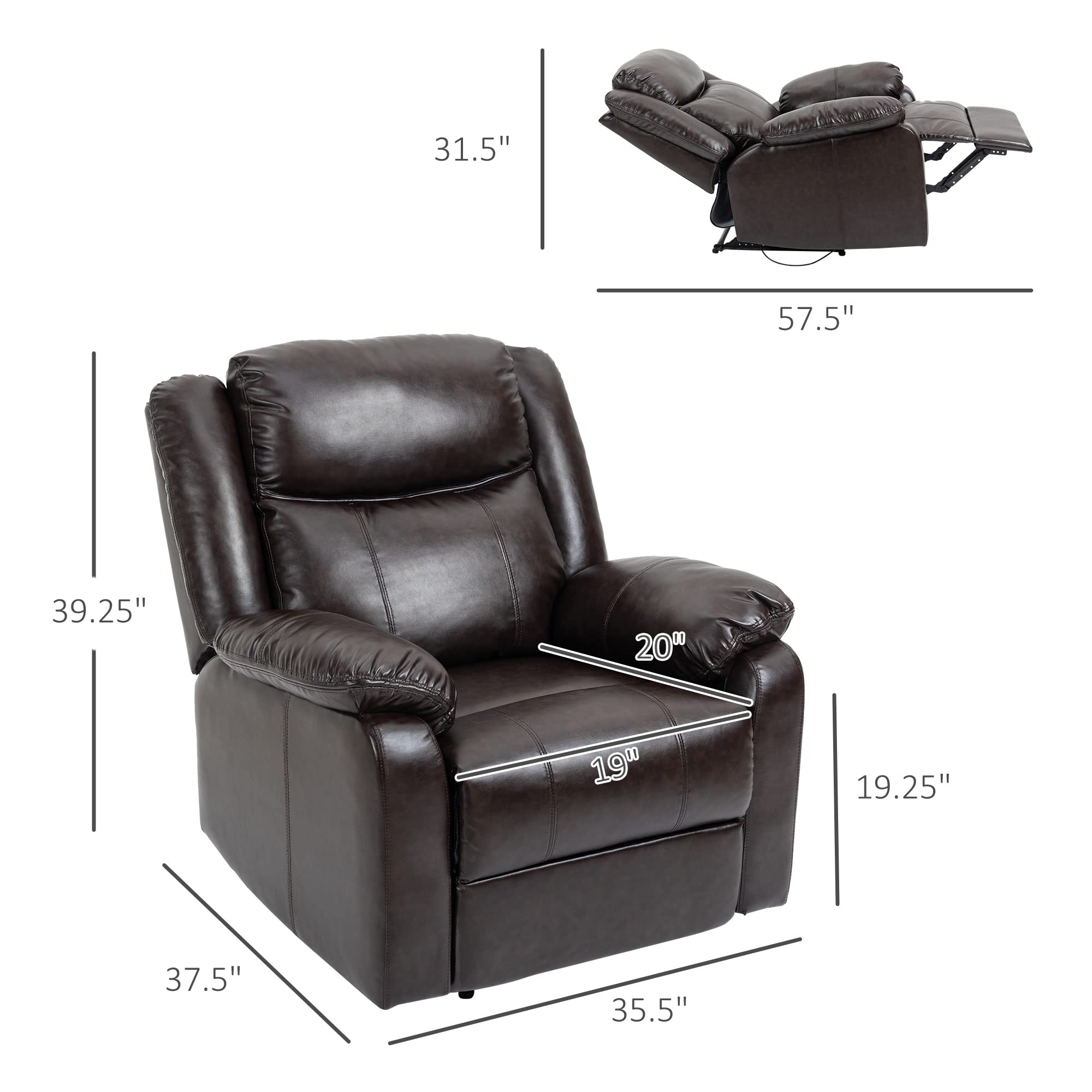 LoungePro Manual Recliner Chair – PU Leather with Footrest