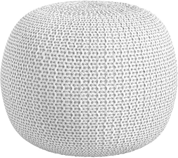 Round Knit Pouf, Wine