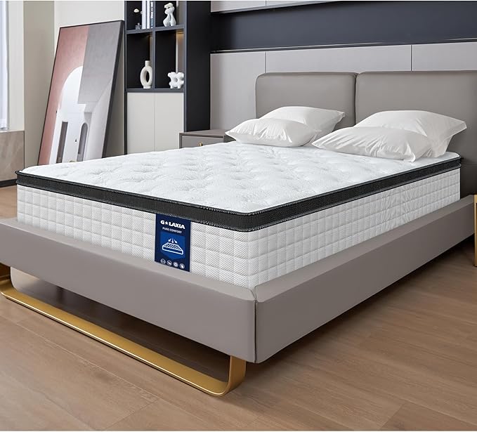 12 Inch White Queen Spring Mattress,Medium Firm with Gel Memory Foam,Individually Pocketed Coil