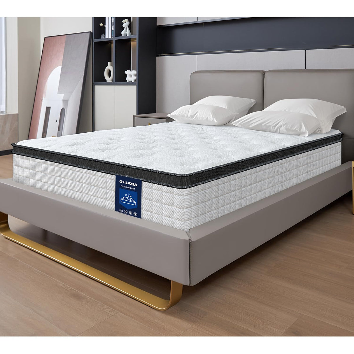 12 Inch White Queen Spring Mattress,Medium Firm with Gel Memory Foam,Individually Pocketed Coil