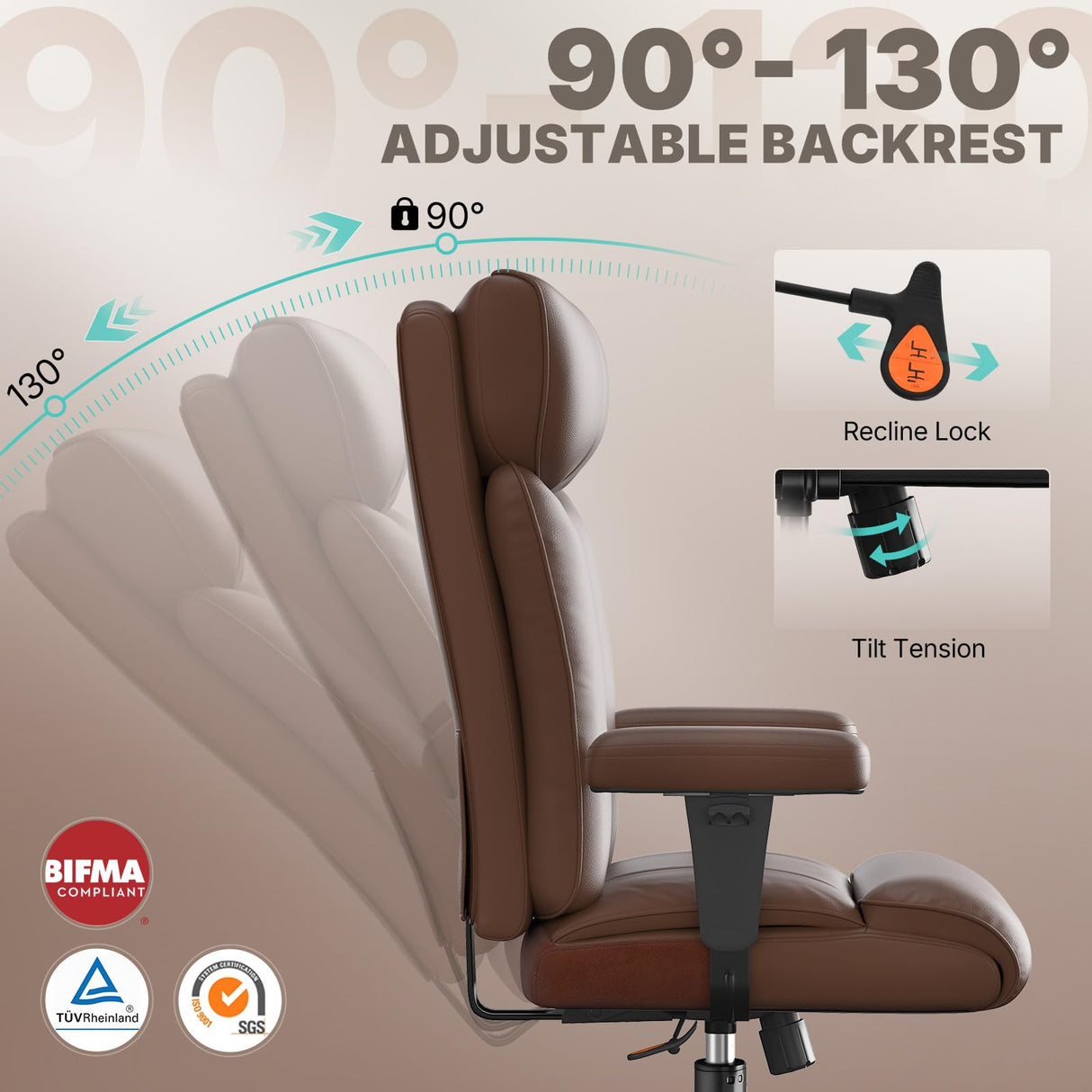 Ergonomic Big and Tall Office Chair - 750 lbs Capacity High Back Executive Chair