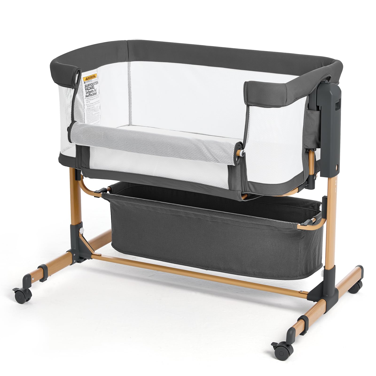 Baby Bassinet,Bedside Bassinet for Baby,3 in 1 Rocking Bassinet with Wheels and Mattress