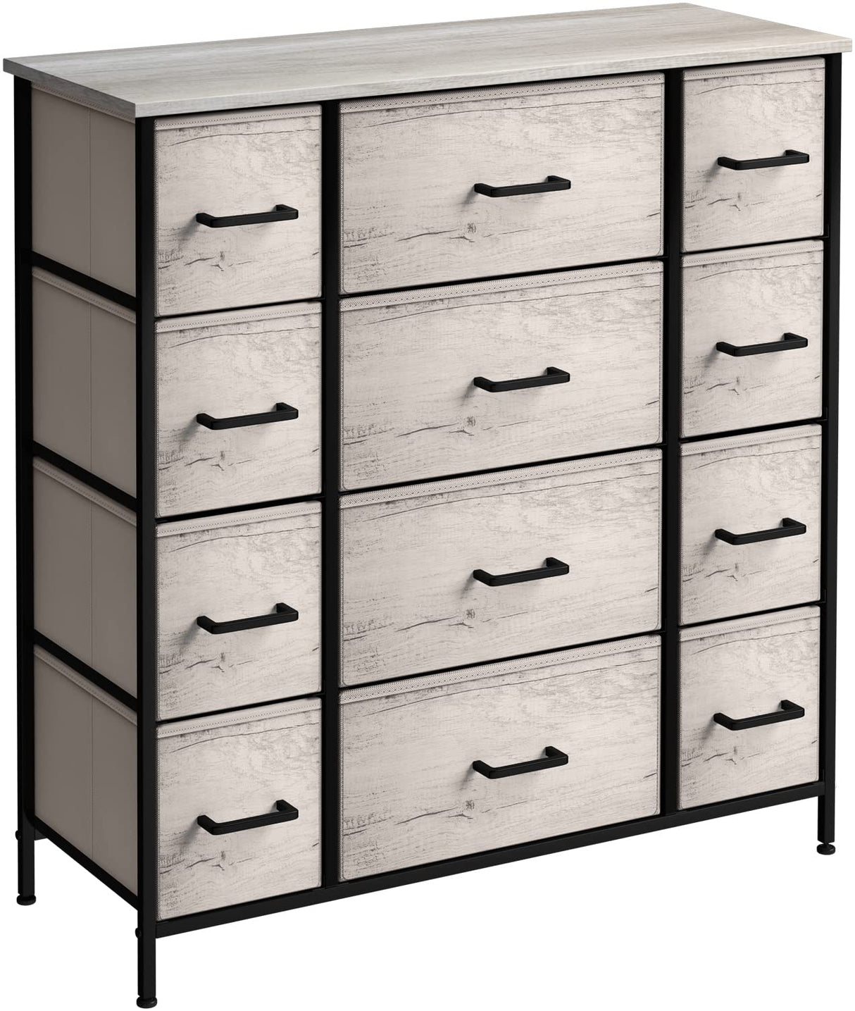 Dresser with 12 Faux Wood Drawers - Large Storage Chest Organizer Unit with Steel Frame